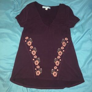 Cute floral embroidery top
